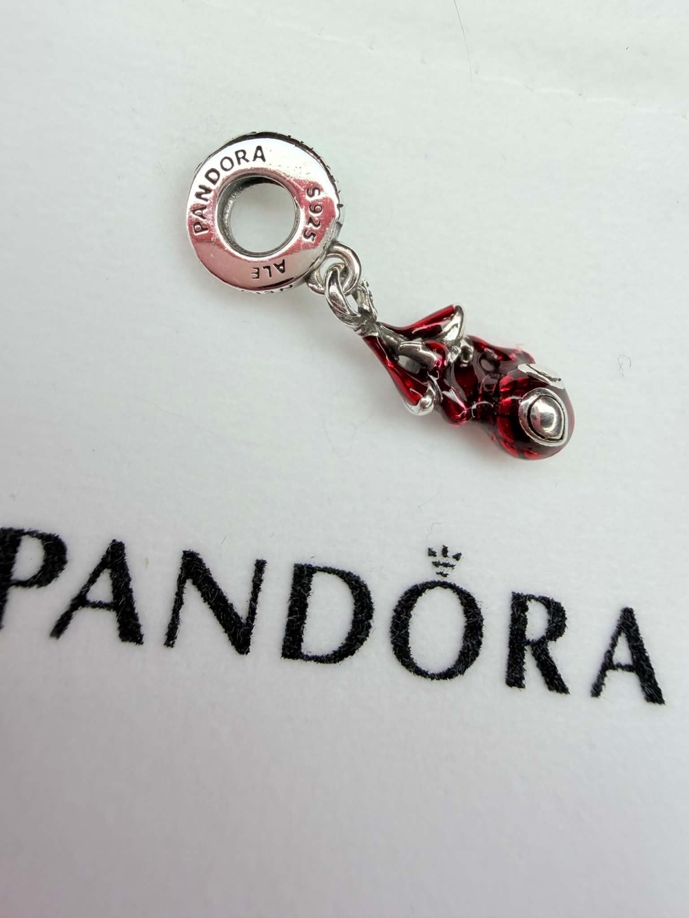 Pandora Silver Red Glass Teardrop Dangle Charm